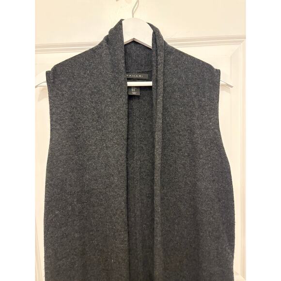 Tahari Luxe 100% Cashmere Cardigan Drape Sweater Vest Medium - Picture 2 of 6